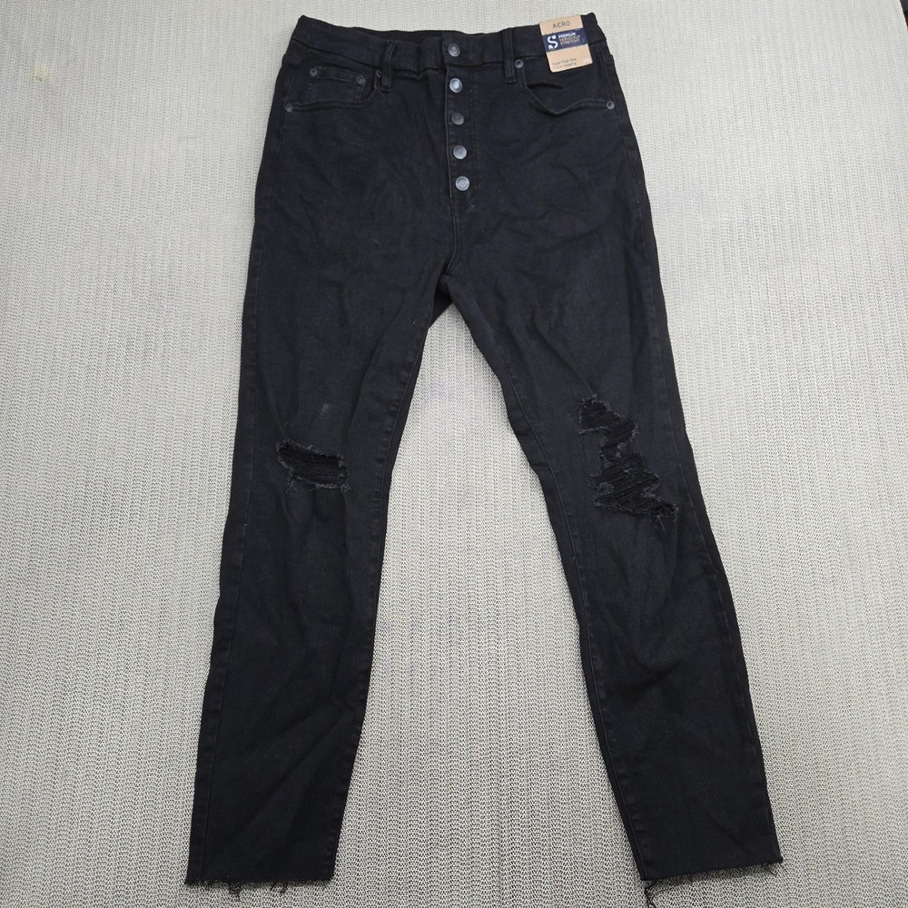 Aeropostale Jeans Womens 14 Super High Rise Curvy Jegging Ripped Button Fly